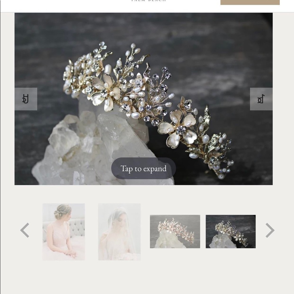 Eden Luxe Bridal Genevieve Tiara - Pale Gold